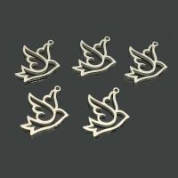 Roestvrij staal Animal Hangers, Vogel, gepolijst, hol, 16x1.60x21mm, Gat:Ca 1.6mm, 50pC's/Lot, Verkocht door Lot