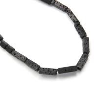 Natuurlijke Lava kralen, Rechthoek, DIY, zwart, 4x4x13mm, Verkocht door Strand