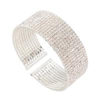 Zinc Alloy Manchet Bangle, met Bergkristal, Donut, plated, mode sieraden & voor vrouw & met strass, meer kleuren voor de keuze, 55*22mm, Verkocht door PC