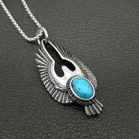 Bijoux pendentifs en acier inoxydable , acier inoxydable 316L, avec turquoise, Aigle, Placage, DIY, argent, 74*32mm, Vendu par PC