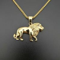 Titanium Steel Pendants Lion plated DIY & Unisex golden 40*49mm Sold By PC