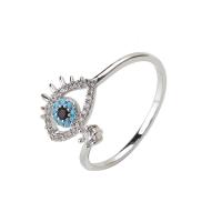 Evil Eye sieraden vinger ring, Messing, met Bergkristal, Verstelbare & mode sieraden, meer kleuren voor de keuze, Verkocht door PC