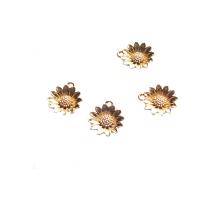 Messing Smykker Vedhæng, Flower, guldfarve belagt, 12x13mm, 10pc'er/Lot, Solgt af Lot