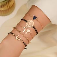 Zinklegering armbandkettingen, Zinc Alloy, 5 stuks & mode sieraden, gouden, Verkocht door Stel