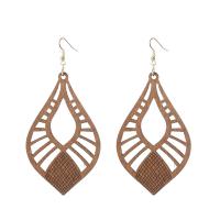 Boucles d'oreille en bois, avec alliage de zinc, bijoux de mode, plus de couleurs à choisir, Vendu par PC