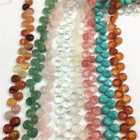 Blandet Gemstone perler, Natursten, Teardrop, poleret, forskellige materialer til valg, flere farver til valg, 12x10x5mm, Hole:Ca. 1.5mm, Ca. 33pc'er/Strand, Solgt Per Ca. 15.7 inch Strand