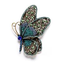 Zinc Alloy Brocher, Butterfly, forgyldt, for kvinde & med rhinestone, flere farver til valg, nikkel, bly & cadmium fri, 53x85mm, Solgt af PC