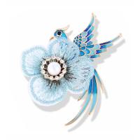 Zinklegering broches, Zinc Alloy, met Doek, plated, voor vrouw & met strass, meer kleuren voor de keuze, nikkel, lood en cadmium vrij, 61x65mm, Verkocht door PC