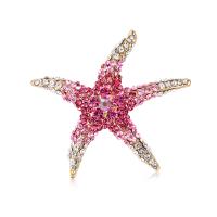 Zinc Alloy Brocher, med Rhinestone, Starfish, mode smykker, flere farver til valg, Solgt af PC