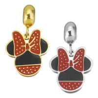 Pendentifs European en acier inoxydable, Acier inoxydable 316, Mickey Mouse, Placage, différentes couleurs et motifs pour le choix & DIY, plus de couleurs à choisir, 4*11*8mm 14.5*16*1.5mm, Trou:Environ 4.5mm, 5PC/sac, Vendu par sac