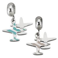 Stainless Steel European Pendants 316 Stainless Steel Airplane plated & DIY 4*11*8mm 17*13*1.5mm Approx 4.5mm Sold By Bag