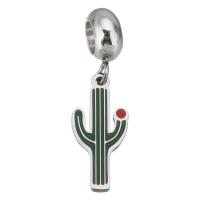 Pendentifs European en acier inoxydable, Acier inoxydable 316, Opuntia Stricta, Placage, DIY, vert, 4*11*8mm,8*17*1.5mm, Trou:Environ 4.5mm, 5PC/sac, Vendu par sac