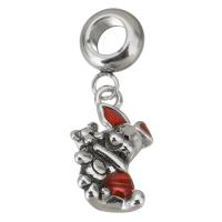 Pendentifs European en acier inoxydable, Acier inoxydable 316, cochon, Placage, DIY, rouge, 4*11*8mm 10*16*7mm, Trou:Environ 4.5mm, 5PC/sac, Vendu par sac