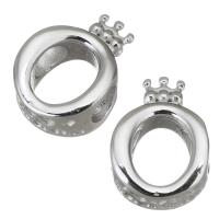 Acier inoxydable Perles Grand Hole, acier inoxydable 316L, Rond, Placage, DIY, argent, 11.5*15.5*7mm, Trou:Environ 4.5mm, 5PC/sac, Vendu par sac