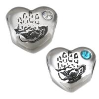 Rustfrit stål stort hul perler, 316L Stainless Steel, Heart, forgyldt, du kan DIY, flere farver til valg, 11.5*10.5*7mm, Hole:Ca. 4mm, 5pc'er/Bag, Solgt af Bag