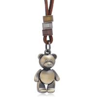 CFE Kabel halsbandet, Zink Alloy, med PU, Bear, plated, mode smycken & Unisex, nickel, bly och kadmium gratis, 84cm,0.4cm,4.5cm,2.5cm, Säljs av Strand