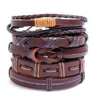 PU leder koord armbanden, armband, plated, 5 stuks & mode sieraden & multilayer & uniseks, 6cm,17-18CM,8-9CM,13.5CM,9.7CM, Verkocht door Stel