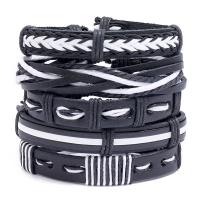 Pulseiras de fio de PU, Couro do plutônio, banhado, 5 peças & joias de moda & multicamada & unissex, 6CM,17-18CM,8-9CM,13.5CM,9.7CM, vendido por Defina