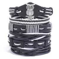 PU leder koord armbanden, plated, 6 stuks & mode sieraden & multilayer & uniseks, 6CM,17-18CM,8-9CM,15.5CM,9.7CM, Verkocht door Stel