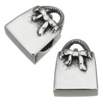 Stainless Steel European Pärlor, 316 rostfritt stål, svärta, ursprungliga färgen, 9.50x2.50x7mm, Hål:Ca 4.5mm, 5PC/Bag, Säljs av Bag