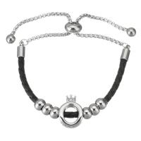 Bijoux bracelet en acier inoxydable, Acier inoxydable 316, avec cuir PU, réglable & pour femme, 11.5x15.5mm,6mm,3mm, Longueur Environ 9 pouce, 5Strandstoron/sac, Vendu par sac