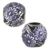 RVS European Beads, 316 Roestvrij staal, silver plated, glazuur, purper, 10.50x9x10.50mm, Gat:Ca 4.5mm, 5pC's/Bag, Verkocht door Bag