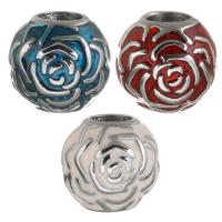 Stainless Steel European Beads 316 Stainless Steel silver color plated enamel Approx 4.5mm Sold By Bag