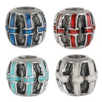 Stainless Steel European Beads 316 Stainless Steel silver color plated enamel & blacken Approx 4.5mm Sold By Bag