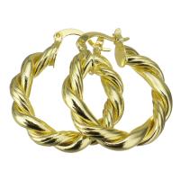 Messing oorringen, Donut, gold plated, voor vrouw, 5x32mm, 5paren/Lot, Verkocht door Lot