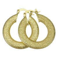 Brass Hoop Earring Donut gold color plated for woman Sold By Lot