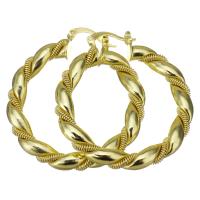 Messing oorringen, Donut, gold plated, voor vrouw, 5.5x44mm, 5paren/Lot, Verkocht door Lot