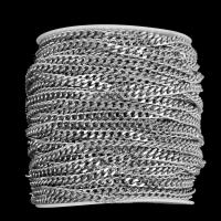 Nehrđajućeg čelika Curb Chain, 304 nehrđajućeg čelika, s plastična kalem, možete DIY & rubnik lanac, 4x2mm, 50m/spool, Prodano By spool