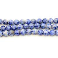 Μπλε Spot Stone Beads, Γύρος, γυαλισμένο, DIY & διαφορετικό μέγεθος για την επιλογή, μπλε, Sold Με Strand