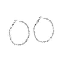 Mens Stainless Steel Hoop orecchino, 304 acciaio inox, Ciambella, placcato color argento, per la donna, 43x39x5mm, Venduto da coppia