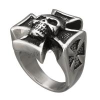 Vinger Ring in edelstaal, 316L roestvrij staal, Skull Cross, verschillende grootte voor keus & zwart maken, 22x8mm, 5pC's/Lot, Verkocht door Lot