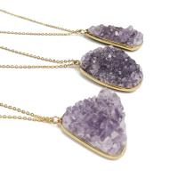 Bijoux Pendentifs en pierres gemmes, améthyste, avec laiton, Irrégulière, DIY & différents matériaux pour le choix, violet, 20-40mm, Vendu par PC