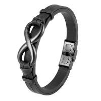 316L Stainless Steel Bracelet with Leather plated & for man Sold By PC