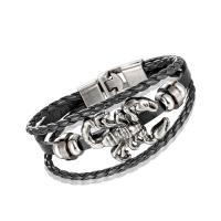 Zinc Alloy Armbånd, med PU, forgyldt, for mennesket & multi-streng, flere farver til valg, Længde Ca. 7.26 inch, Solgt af PC