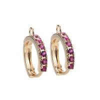 laiton Conclusion de boucle d'oreille Creole Hoop, Placage de couleur d'or, DIY & pavé de micro zircon & pour femme, plus de couleurs à choisir, protéger l'environnement, sans nickel, plomb et cadmium, 15mm, 10PC/sac, Vendu par sac