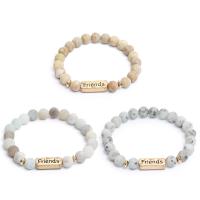 Pulseras de piedras preciosas, Piedra natural, con aleación de zinc, chapado en color dorado, unisexo, más colores para la opción, libre de níquel, plomo & cadmio, Vendido para 7 Inch Sarta