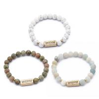 Gemstone Bracelets Natural Stone with Zinc Alloy gold color plated Unisex nickel lead & cadmium free Sold Per 7.24 Inch Strand