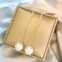 Zinc Alloy Drop Earrings with Plastic Pearl fashion jewelry golden Sold By Pair