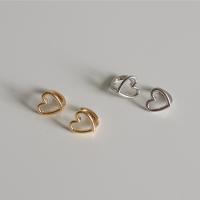 925 Sterling Sølv Huggie Hoop Øreringe, Heart, forgyldt, mode smykker & for kvinde, flere farver til valg, 23x48mm, Solgt af par