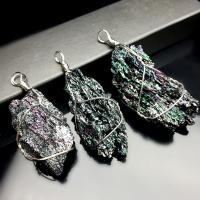 Quartz Gemstone Pendants Coal Quartz Stone with Zinc Alloy irregular multi-colored 15-20x30-40mm Sold By PC