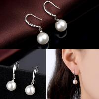 Mesing ispustiti naunica, s Plastična Pearl, modni nakit, bijel, 30X10MM, Prodano By par