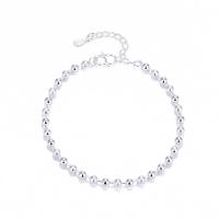 Messing Armbanden, plated, mode sieraden, zilver, 3mm, Per verkocht Ca 18 cm Strand