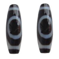 Natuurlijke Tibetaanse Agaat Dzi Beads, Ovaal, eenogig & two tone, Grade AAA, 12x38mm, Gat:Ca 2mm, Verkocht door PC