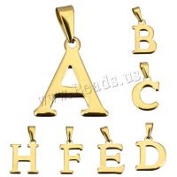 Edelstahl Schmuck Anhänger, Alphabet-Buchstabe, plattiert, verschiedene Stile für Wahl, 7-22x19-22x2mm, Bohrung:ca. 3x8mm, 12PCs/Menge, verkauft von Menge