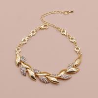 Zinc Alloy armbånd, forgyldt, mode smykker & med rhinestone, guld, 11MM, Solgt Per Ca. 23 cm Strand