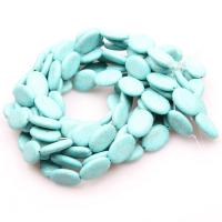 Turquoise Kralen, Synthetisch Blauw Turquoise, Plat Ovaal, gepolijst, DIY, donkergroen, 18x25mm, 16pC's/Strand, Verkocht door Strand